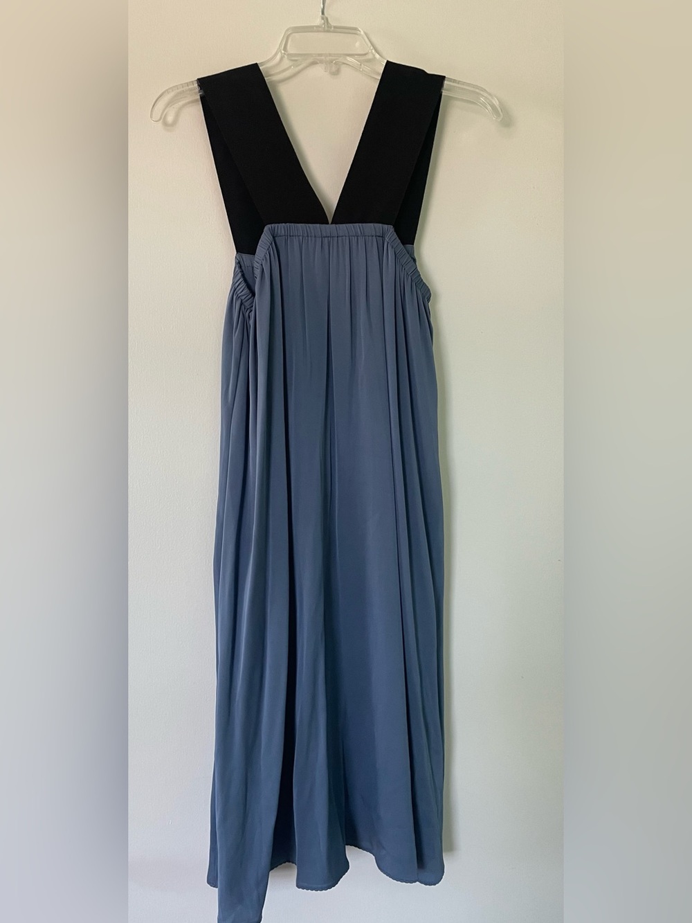 Elie Tahari Slate Blue Midi Dress with Black Straps